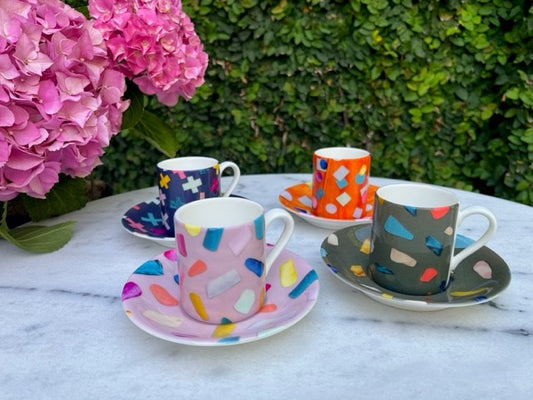 Espresso Cup & Saucer Set - Assorted Designs - The Elementals II